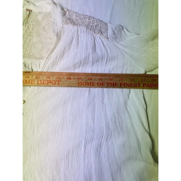 Free People Peasant Blouse S Embroidered Metallic Boho Relaxed Button Up Texture - Picture 10 of 13